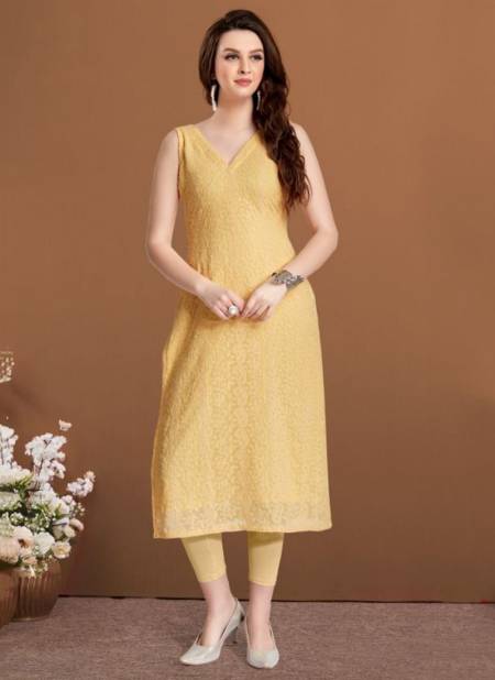Yellow Colour Biva Navya Fancy Ethnic Wear Latest Designer Kurti Collection 3003